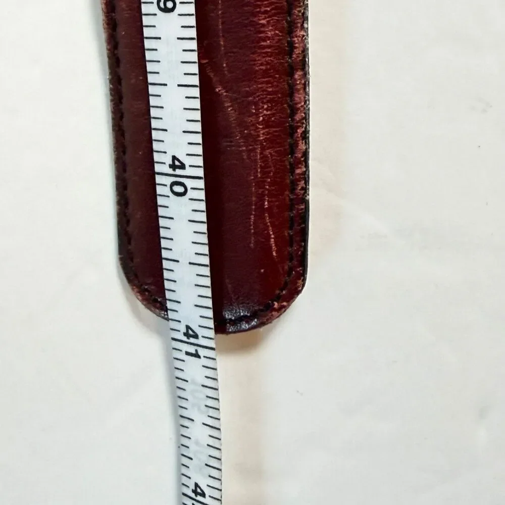 L'Aiglon Paris New York Burgundy Leather Belt Size 36 Full Grain Brass Buckle